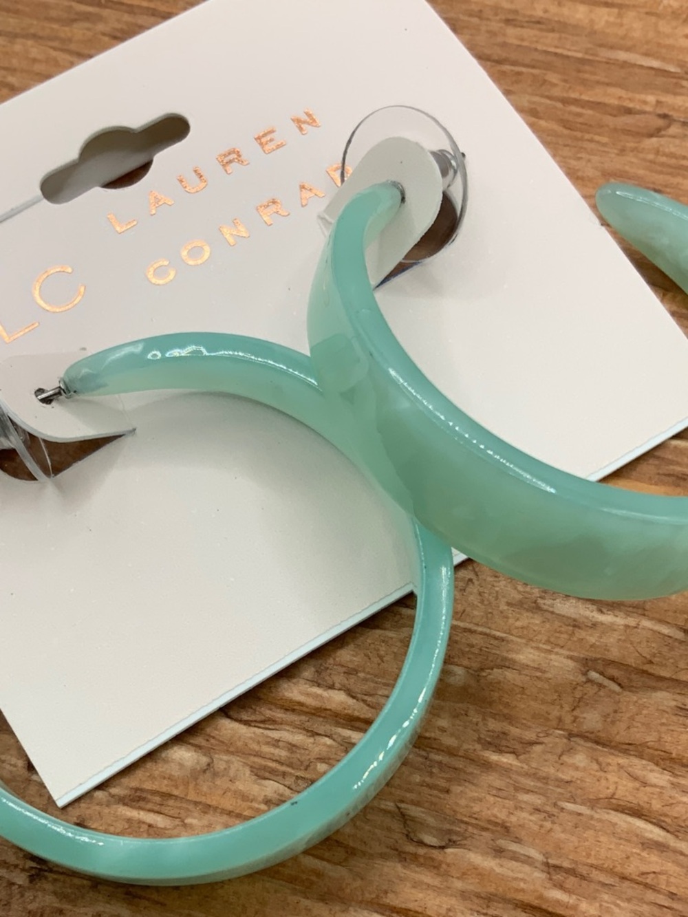 LC Lauren Conrad Mint Green Resin Hoop Earrings
